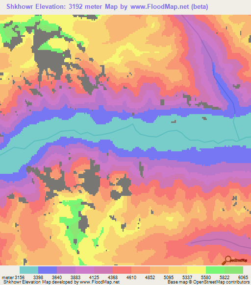 Shkhowr,Afghanistan Elevation Map