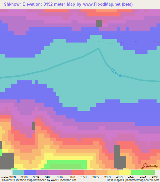 Shkhowr,Afghanistan Elevation Map