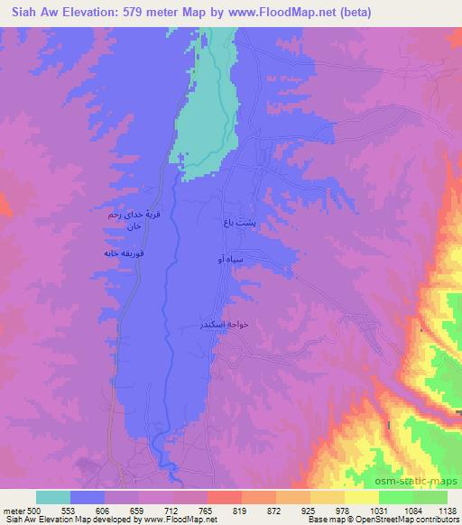Siah Aw,Afghanistan Elevation Map