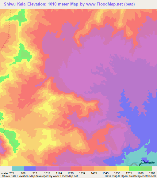 Shiwu Kala,Afghanistan Elevation Map