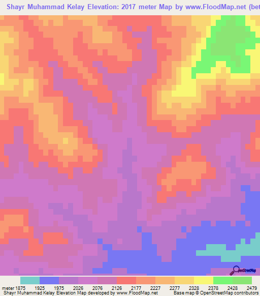 Shayr Muhammad Kelay,Afghanistan Elevation Map