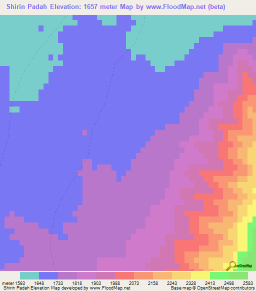 Shirin Padah,Afghanistan Elevation Map