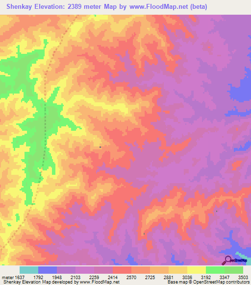 Shenkay,Afghanistan Elevation Map