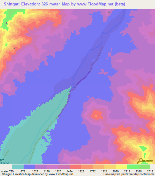Shingari,Afghanistan Elevation Map