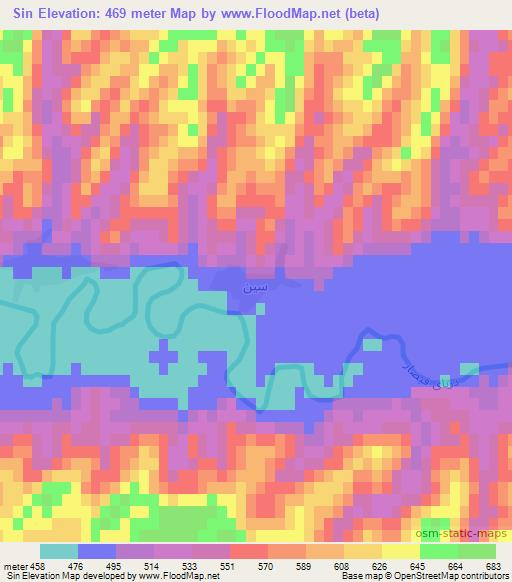 Sin,Afghanistan Elevation Map