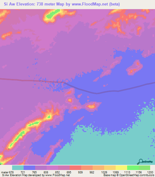 Si Aw,Afghanistan Elevation Map