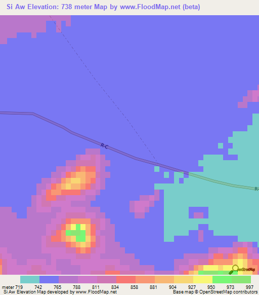 Si Aw,Afghanistan Elevation Map
