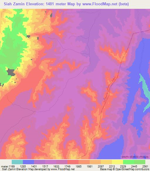 Siah Zamin,Afghanistan Elevation Map