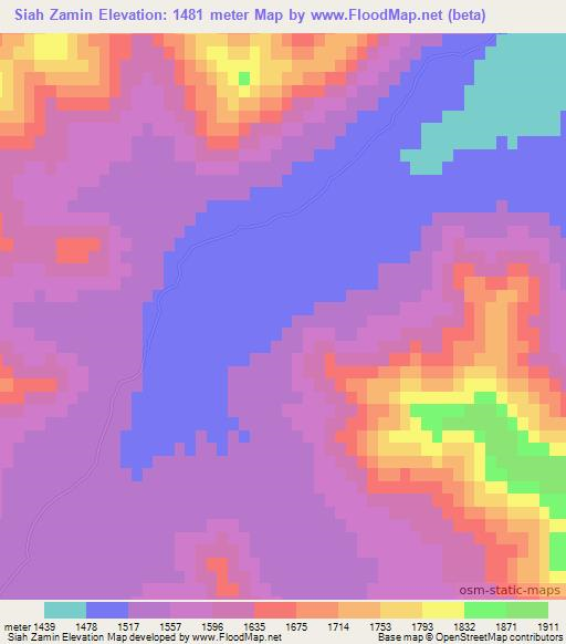 Siah Zamin,Afghanistan Elevation Map
