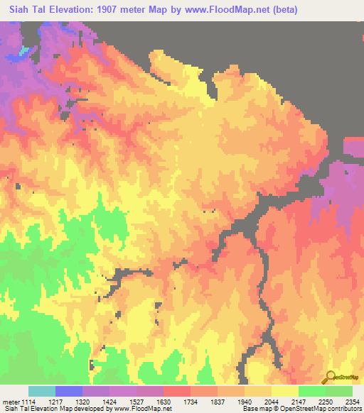 Siah Tal,Afghanistan Elevation Map