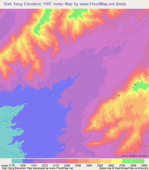 Siah Sang,Afghanistan Elevation Map