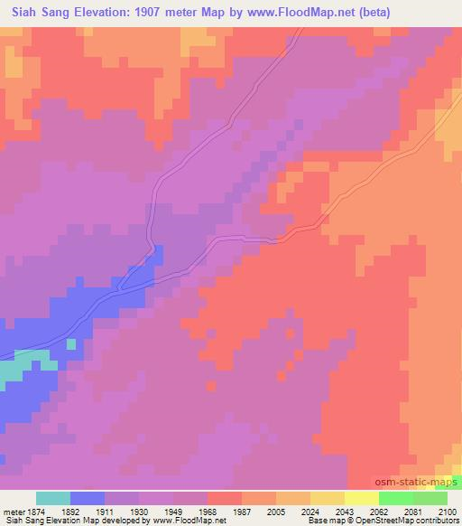 Siah Sang,Afghanistan Elevation Map