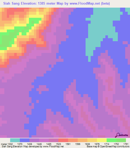 Siah Sang,Afghanistan Elevation Map