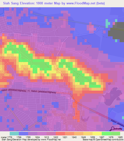 Siah Sang,Afghanistan Elevation Map