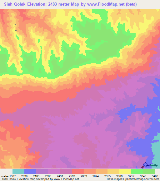 Siah Qolak,Afghanistan Elevation Map