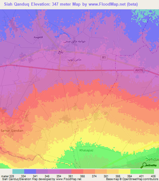 Siah Qanduq,Afghanistan Elevation Map