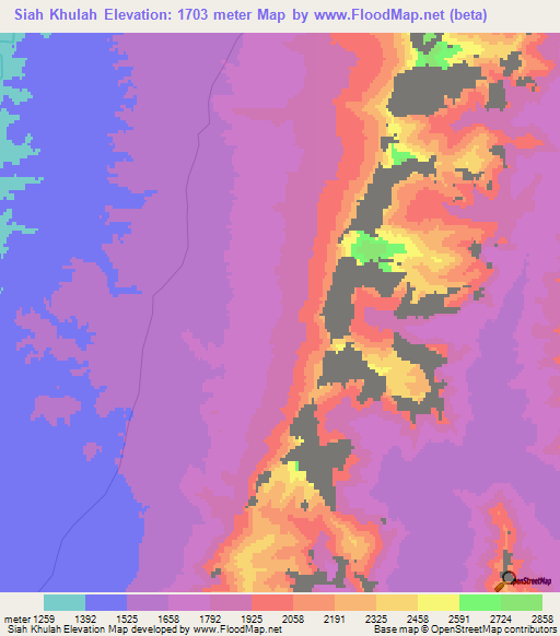 Siah Khulah,Afghanistan Elevation Map