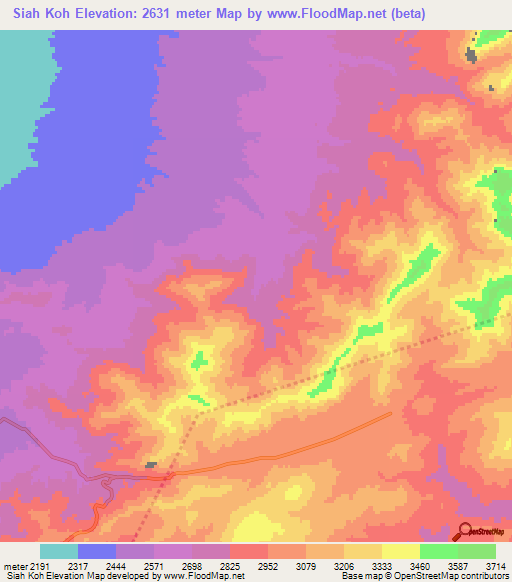 Siah Koh,Afghanistan Elevation Map
