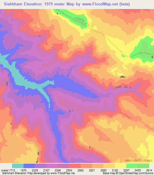 Siahkham,Afghanistan Elevation Map