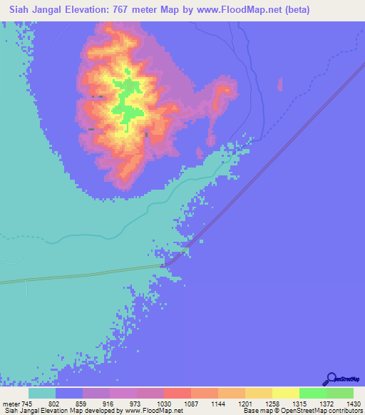 Siah Jangal,Afghanistan Elevation Map