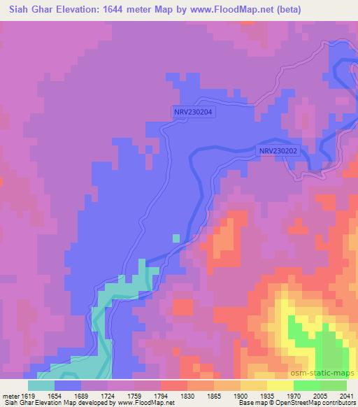 Siah Ghar,Afghanistan Elevation Map