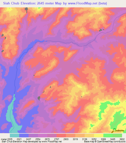 Siah Chub,Afghanistan Elevation Map
