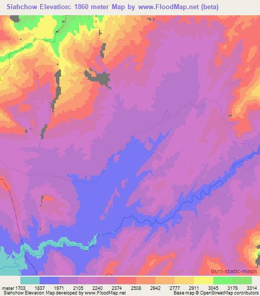 Siahchow,Afghanistan Elevation Map