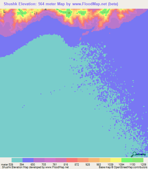 Shushk,Afghanistan Elevation Map