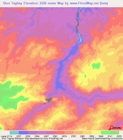 Shor Taghay,Afghanistan Elevation Map