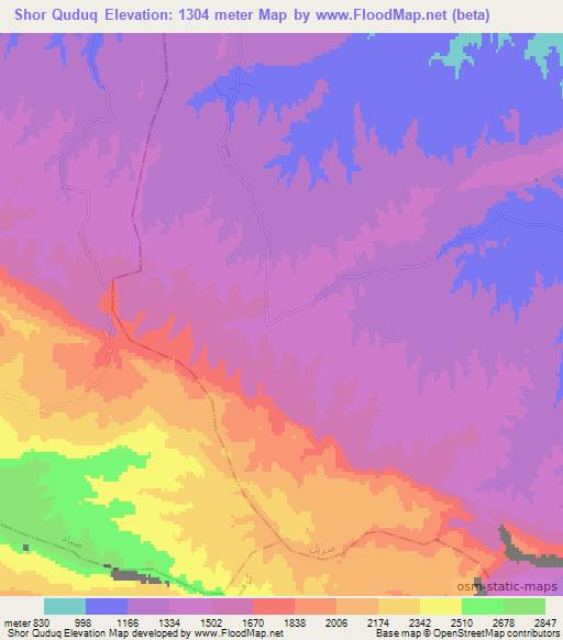 Shor Quduq,Afghanistan Elevation Map