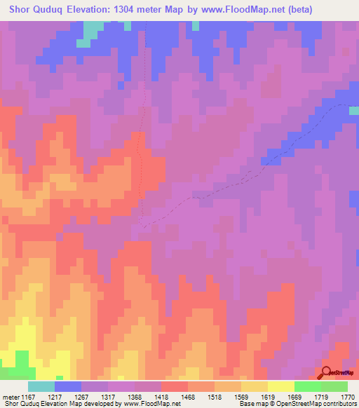 Shor Quduq,Afghanistan Elevation Map