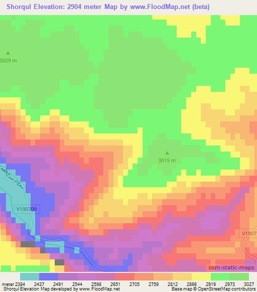 Shorqul,Afghanistan Elevation Map