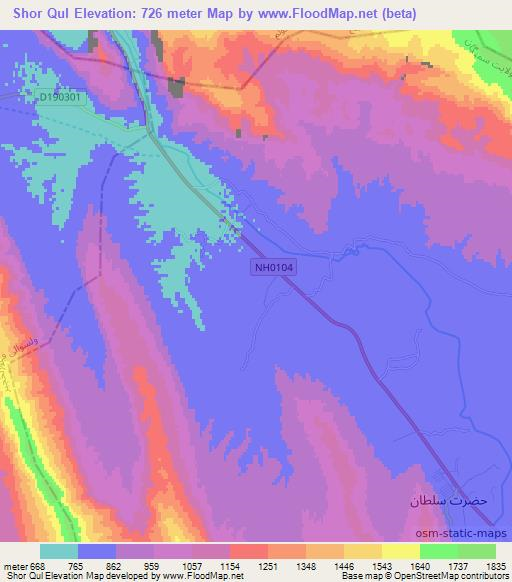 Shor Qul,Afghanistan Elevation Map