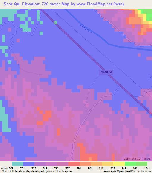 Shor Qul,Afghanistan Elevation Map