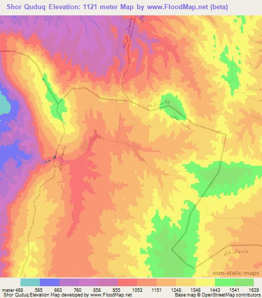 Shor Quduq,Afghanistan Elevation Map