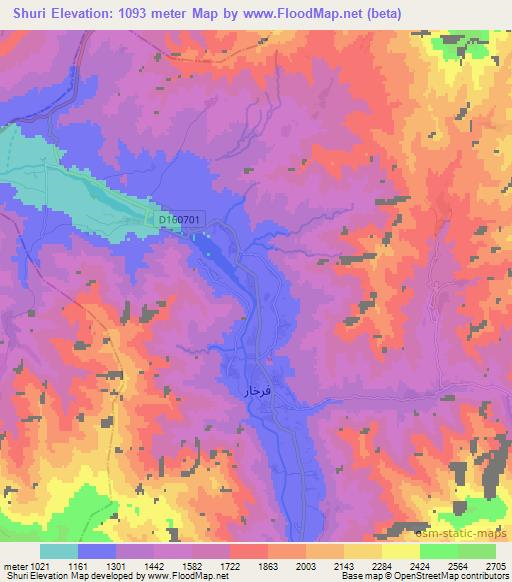 Shuri,Afghanistan Elevation Map