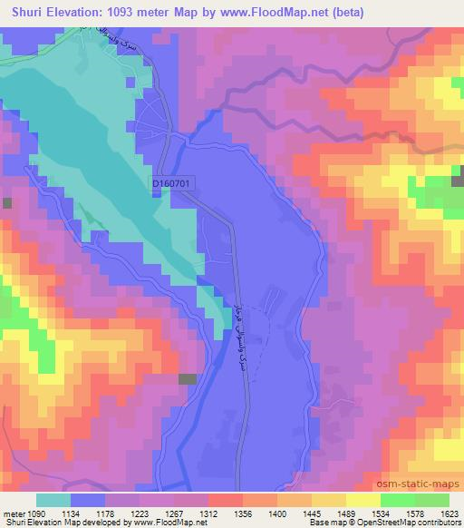 Shuri,Afghanistan Elevation Map