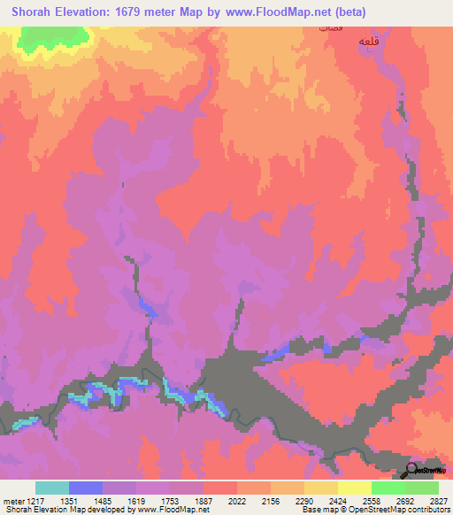 Shorah,Afghanistan Elevation Map