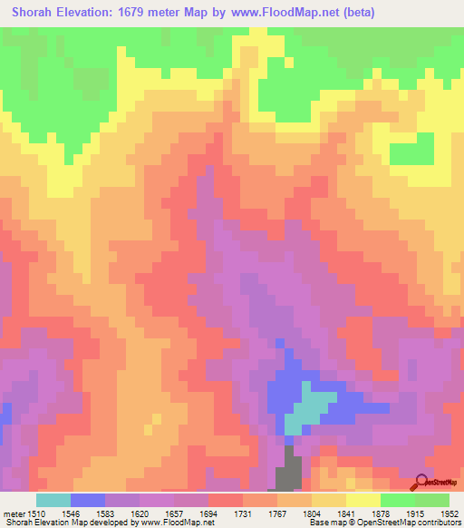 Shorah,Afghanistan Elevation Map