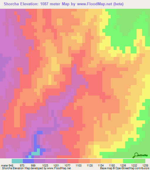 Shorcha,Afghanistan Elevation Map