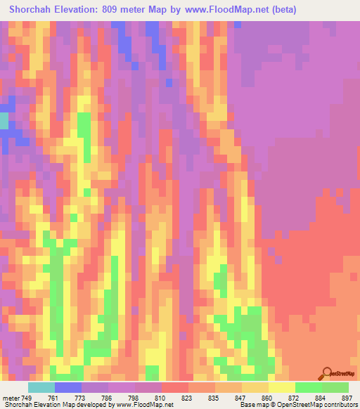 Shorchah,Afghanistan Elevation Map