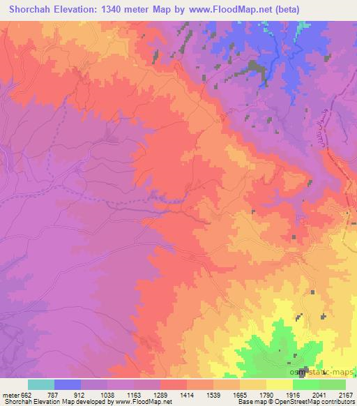 Shorchah,Afghanistan Elevation Map