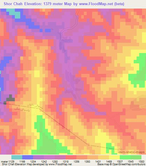 Shor Chah,Afghanistan Elevation Map
