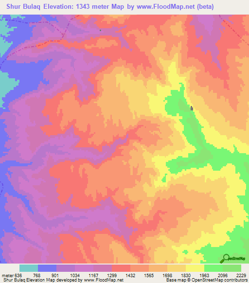Shur Bulaq,Afghanistan Elevation Map