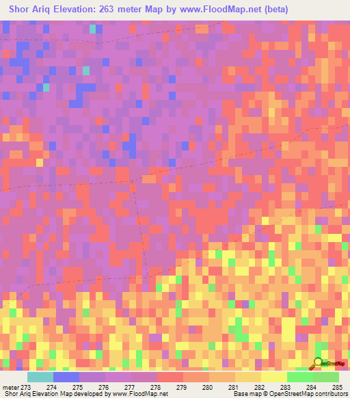 Shor Ariq,Afghanistan Elevation Map