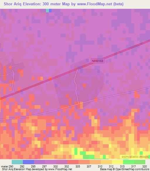 Shor Ariq,Afghanistan Elevation Map