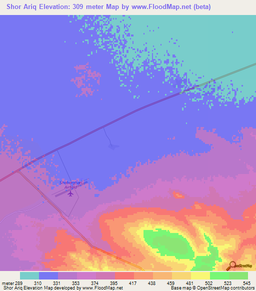 Shor Ariq,Afghanistan Elevation Map