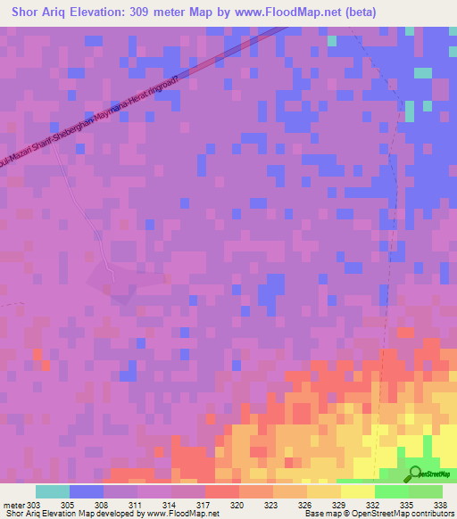 Shor Ariq,Afghanistan Elevation Map