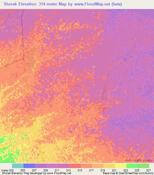 Shorak,Afghanistan Elevation Map