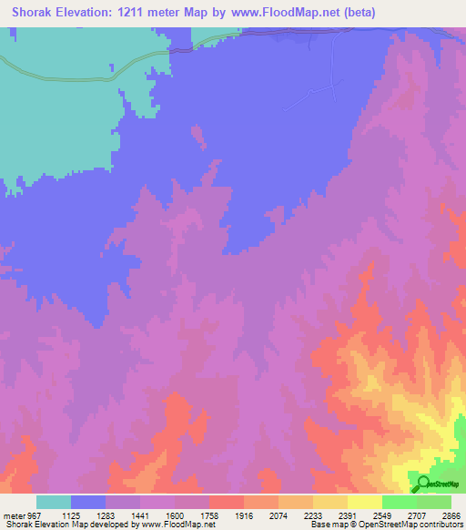 Shorak,Afghanistan Elevation Map